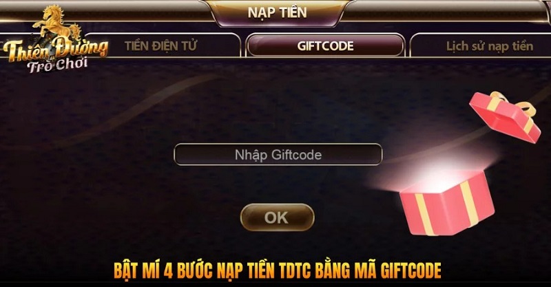 Hướng dẫn nạp tiền TDTC thông qua giftcode