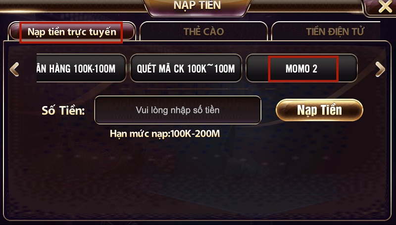 Nạp tiền TDTC qua Momo có tốc độ giao dịch nhanh