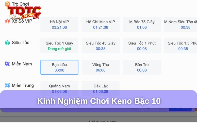 Kinh nghiệm chơi Keno bậc 10 hiệu quả