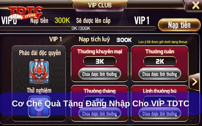 Quà tặng đăng nhập dành cho hội viên VIP