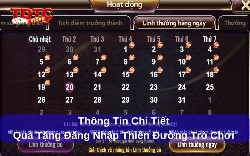 Thông tin chương trình quà tặng đăng nhập Thiên Đường Trò Chơi