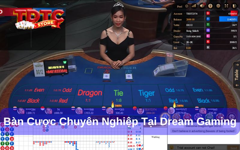 Bàn cược chuyên nghiệp được cung cấp bởi nhà phát hành DG